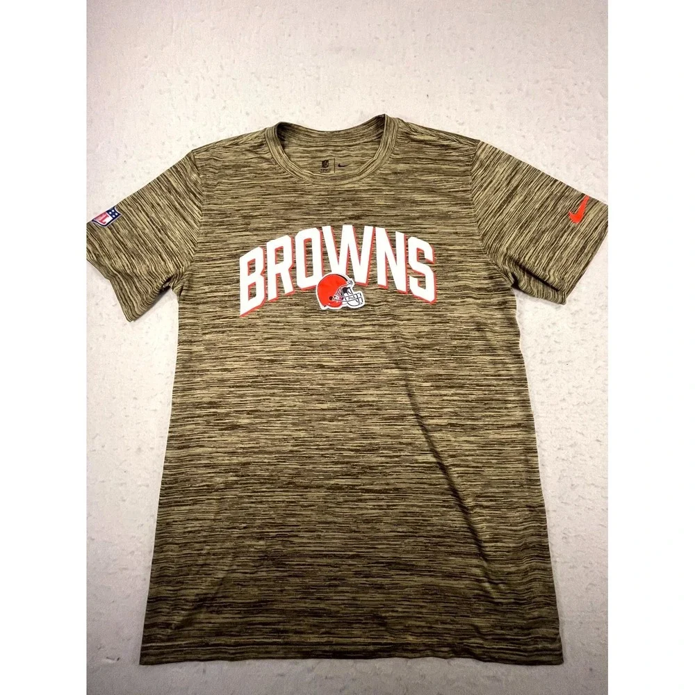 Cleveland‎ Browns T Shirt Mens Small Heather Brown Nike Football Dri Fit Onfield
